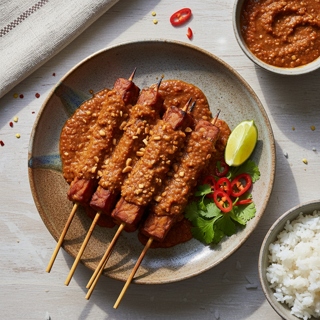 Sate Tempe Bumbu Kacang
