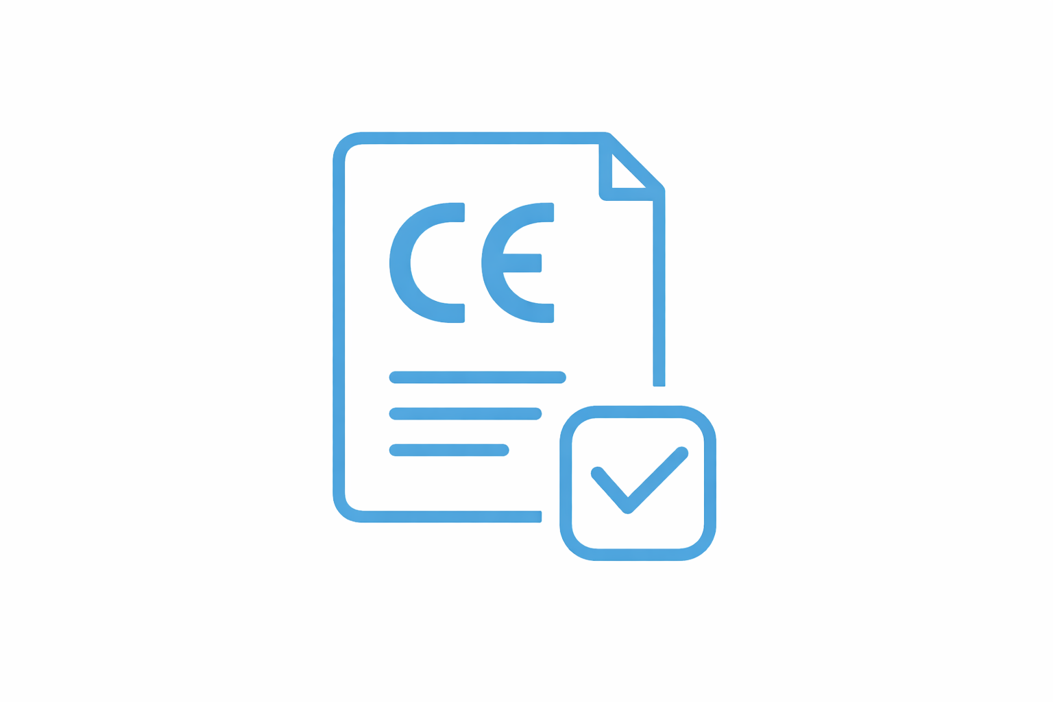 CE sertifikası belgesi ve onay işareti simgesi.