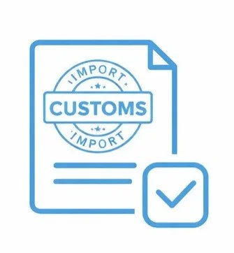Gümrük belgesi ve doğrulama işareti simgesi.