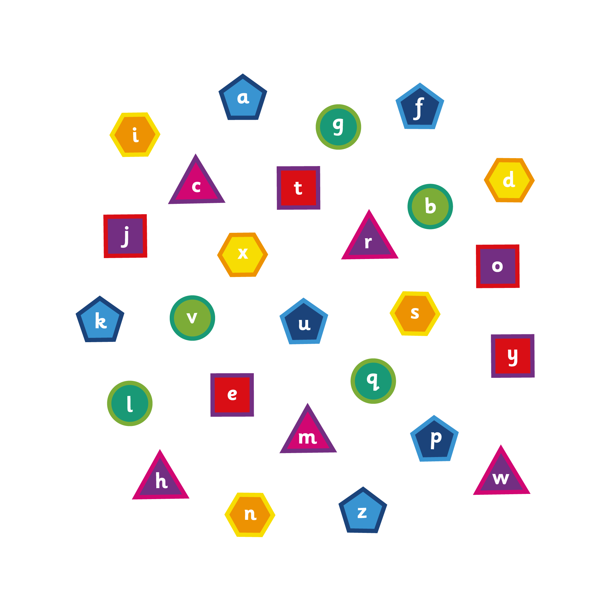 Shapes A-Z lowercase