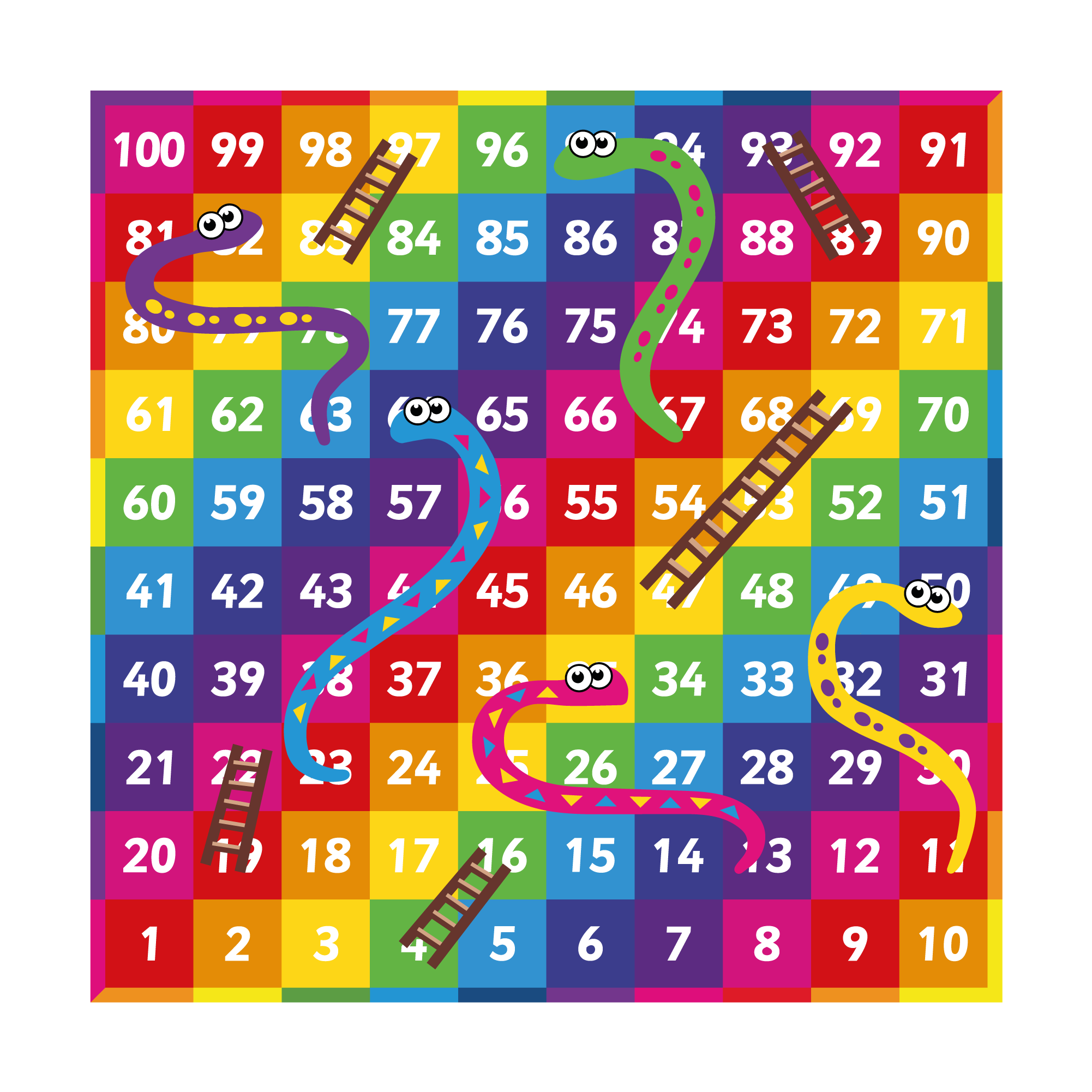 Snakes and Ladders 1-100 Solid