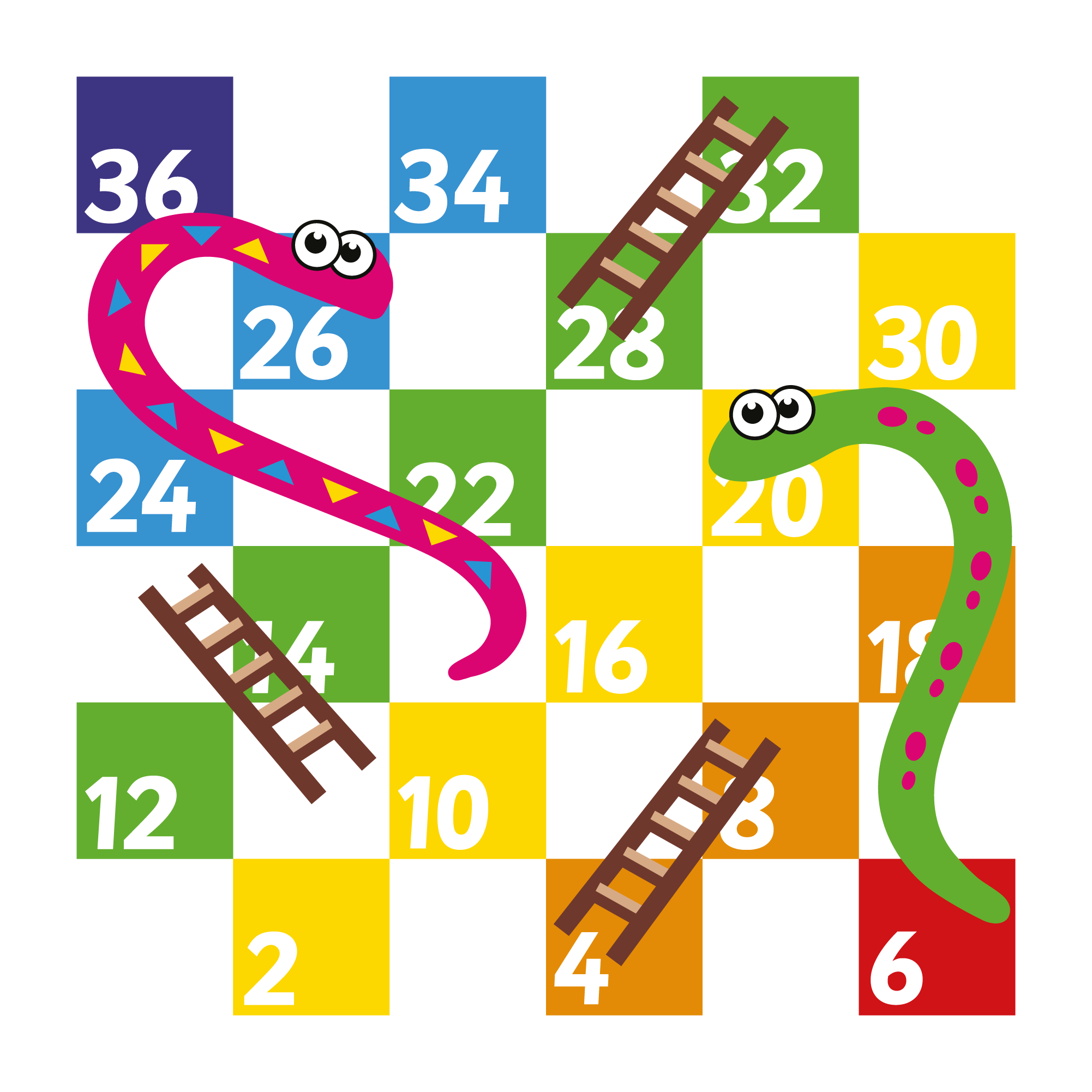 Snakes and Ladders 1-36 Every Other
