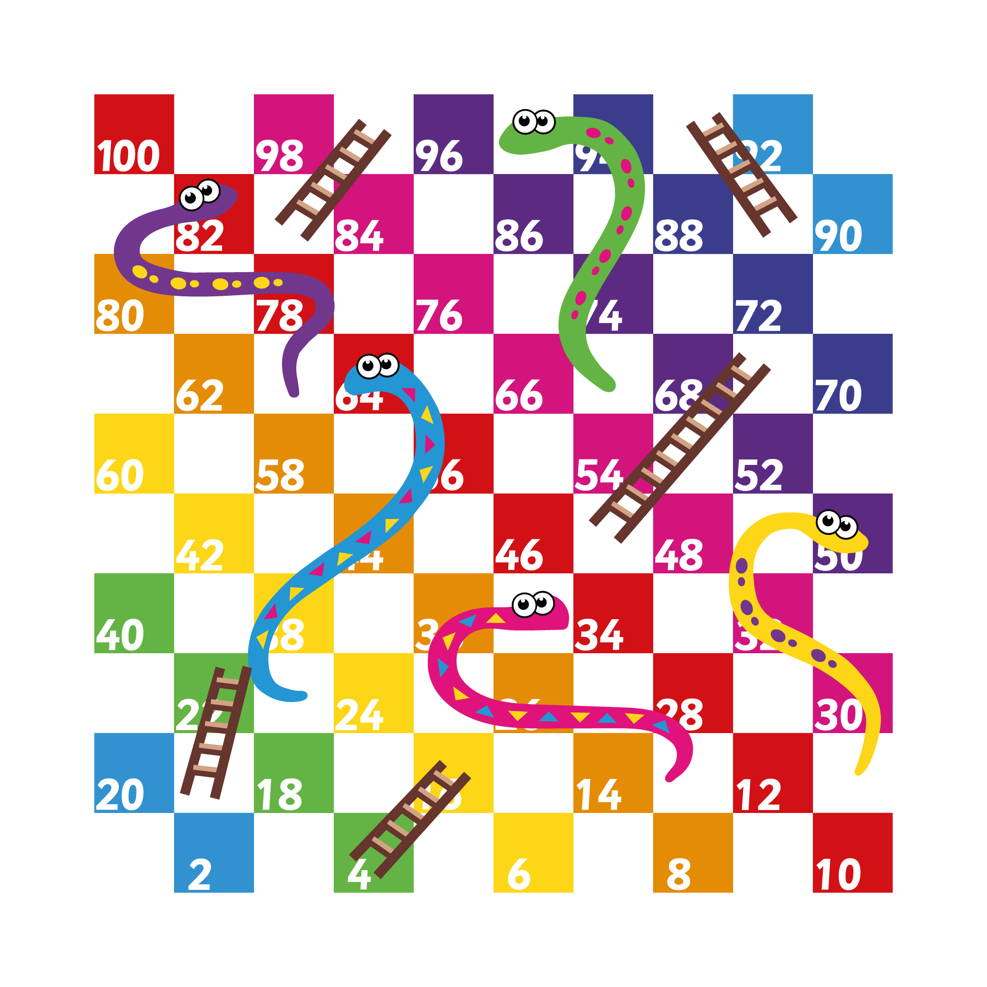 Snakes and Ladders 1-100 Every Other