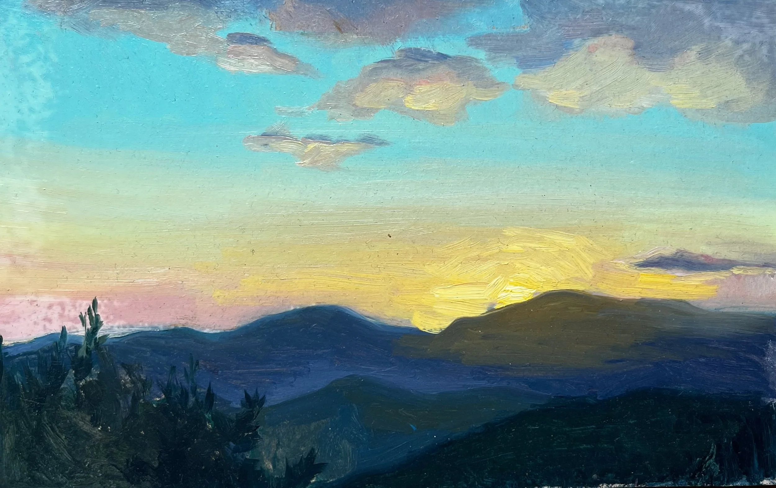 “Sunrise”, 14,5x23cm, oil on panel, 2025