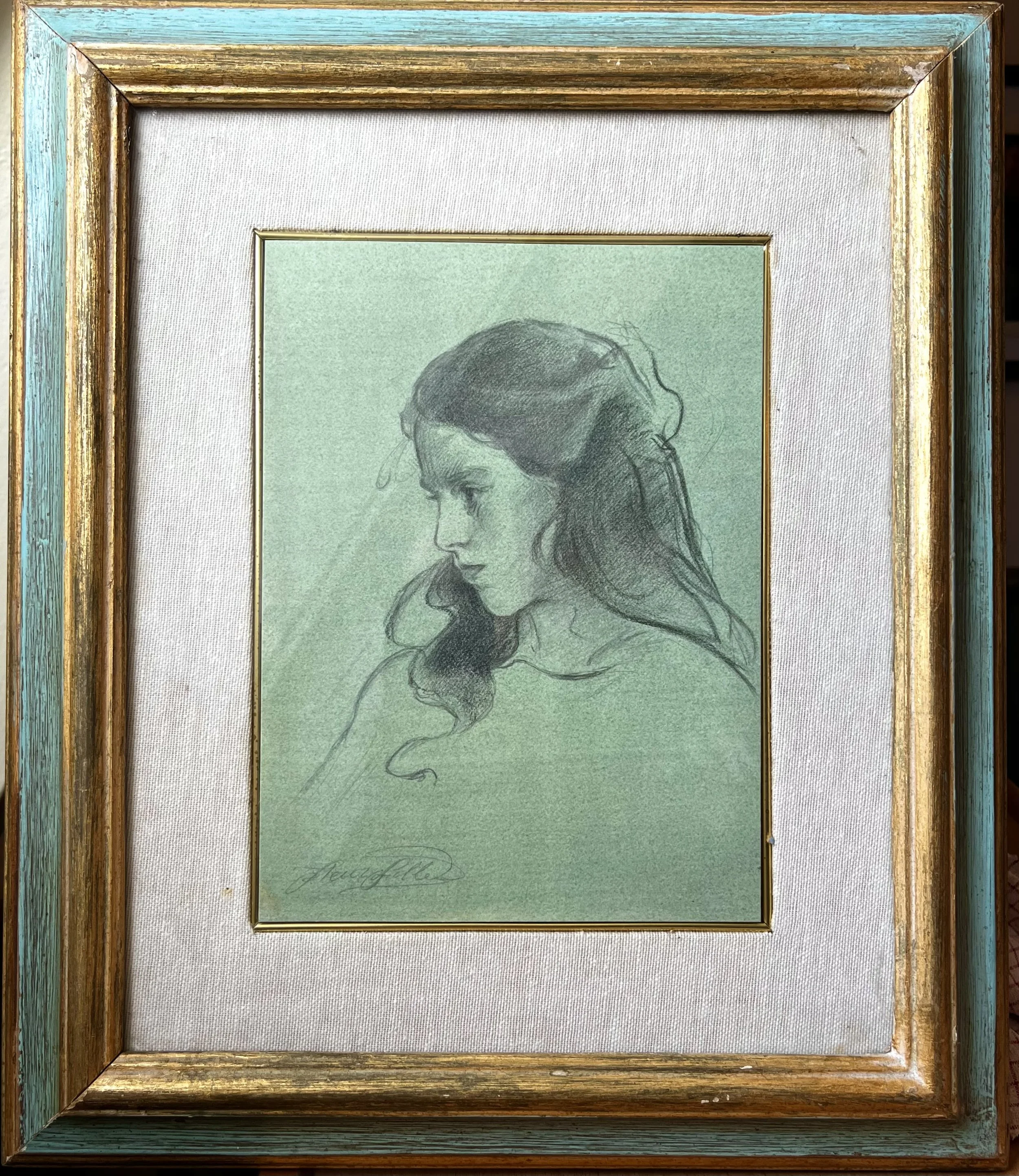 “Cecilia Beaux copy”, 40x35cm, graphite on paper, 2026 (framed)