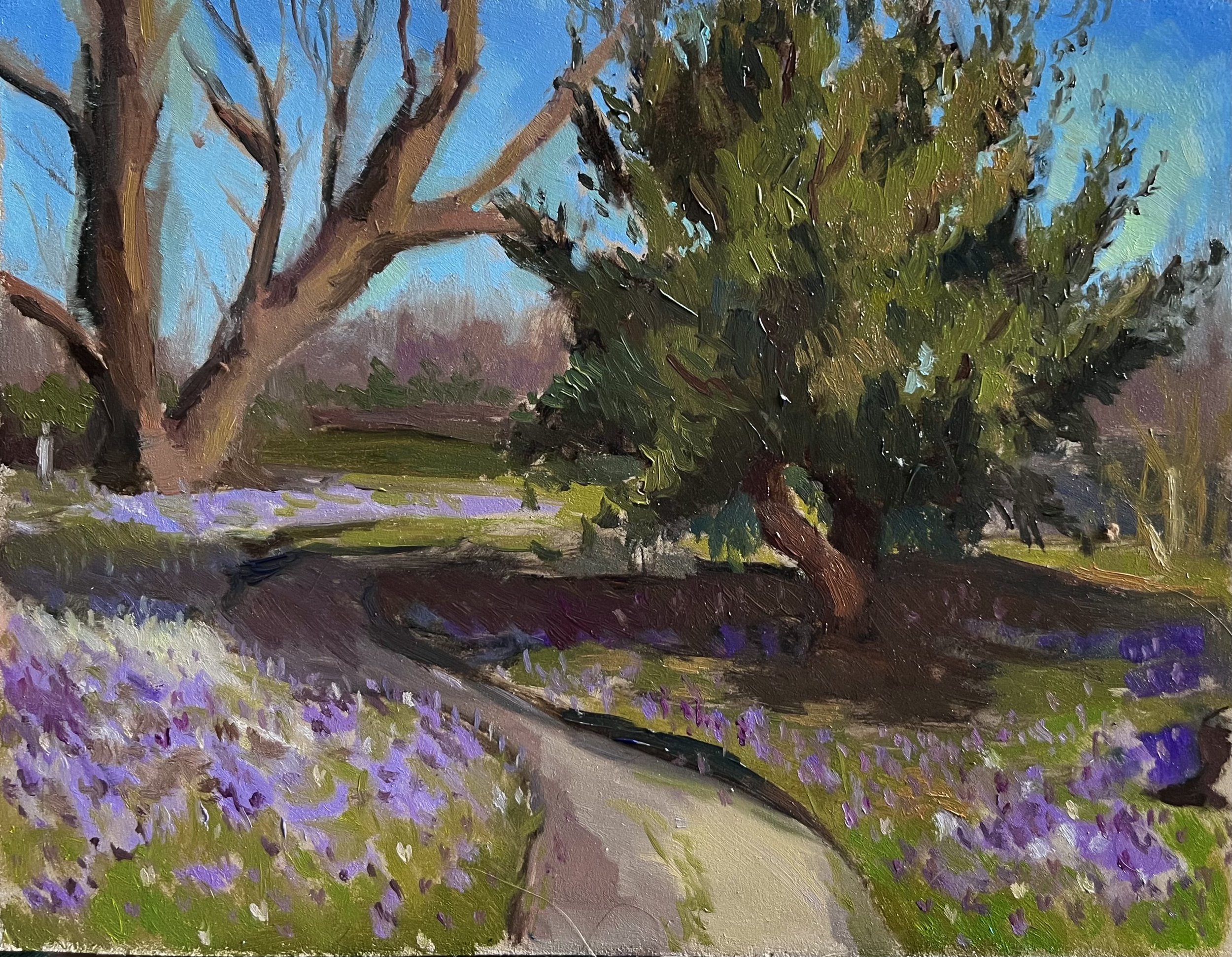 “Crocuses”, oil on panel, 2026