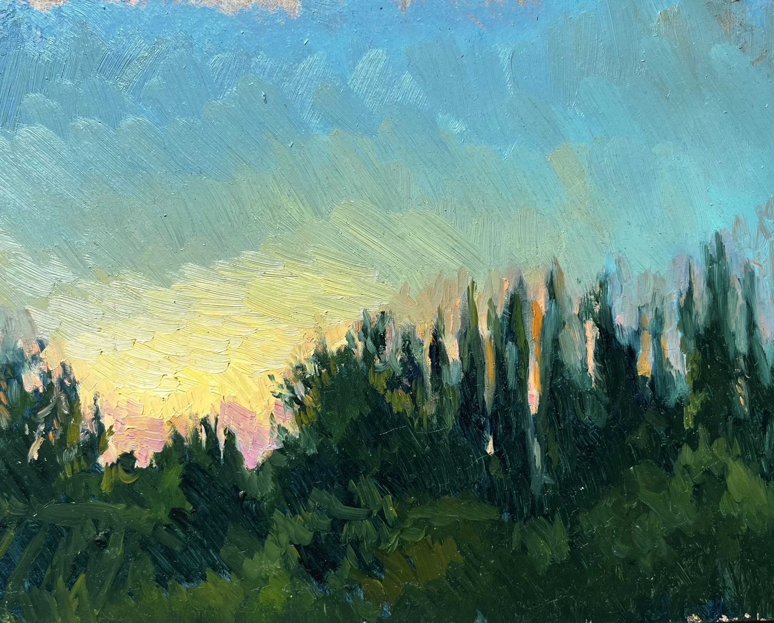 “Sunset”, 15,5x20cm, oil on panel, 2025
