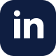 LinkedIn logo with white 'in' on a blue background.