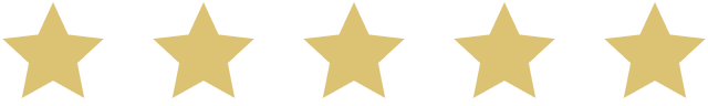 Five gold stars in a row on a black background.