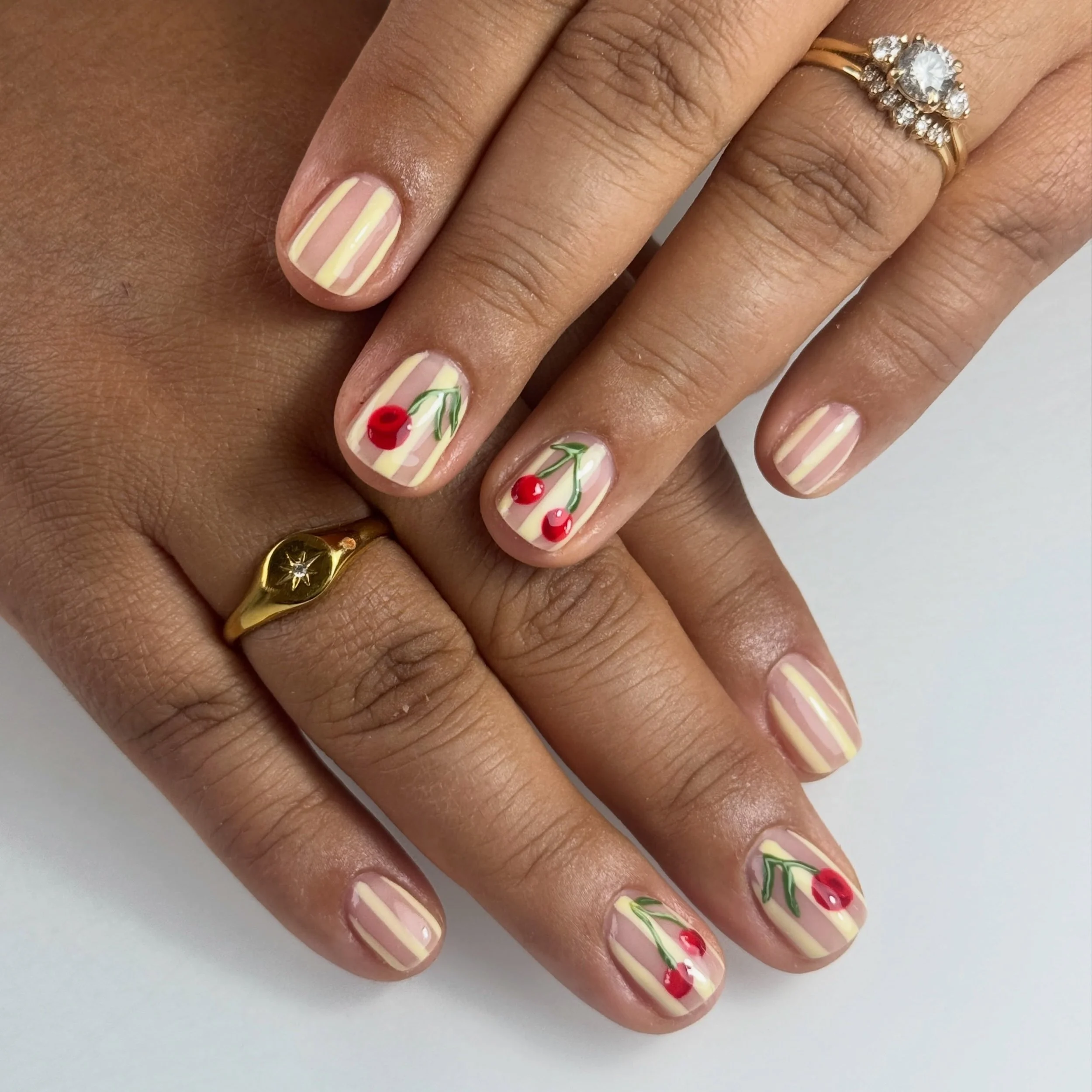 Stripes and cherries 🍒
By Amy

#nails #nailinspo #biab #nailart