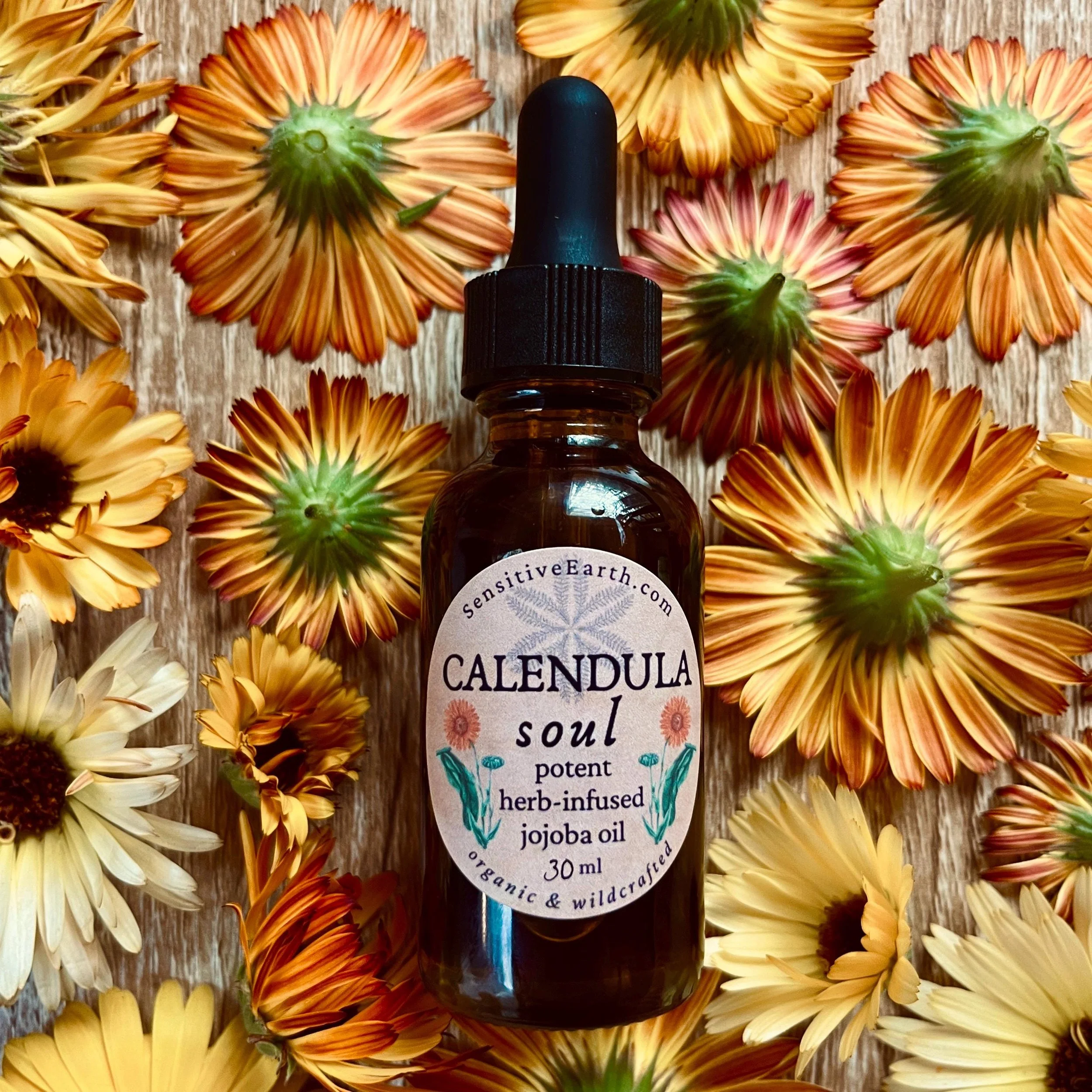 Calendula Jojoba Oil: Organic Herbal Anointing Serum for Face, Body, & Hair