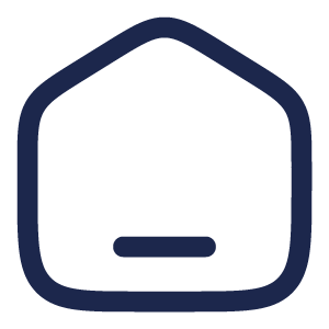 Eine einfache Illustration eines geschlossenen Hauses mit einem Türrahmen.