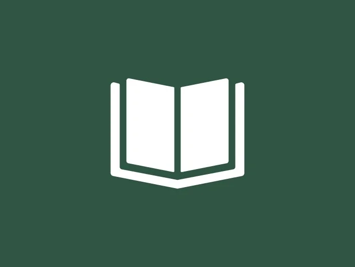 Icon of an open book on a green background