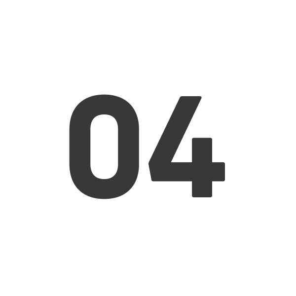 A circular icon with a black border and a white background displaying the number '04' in large, gray font.