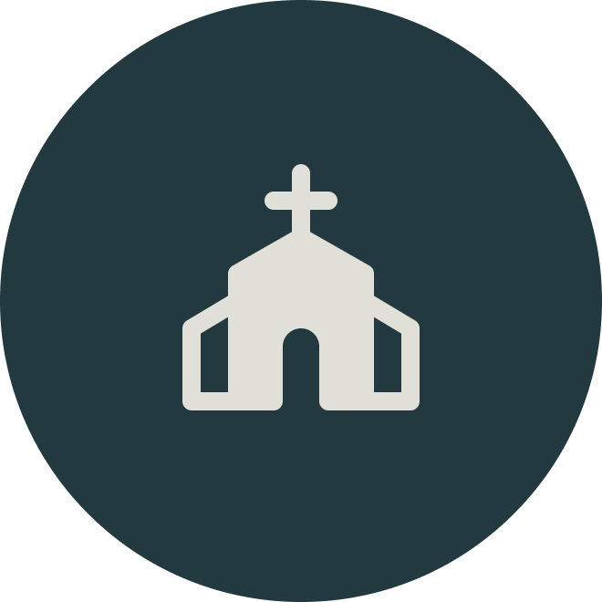 Icon of a church with a cross on top
