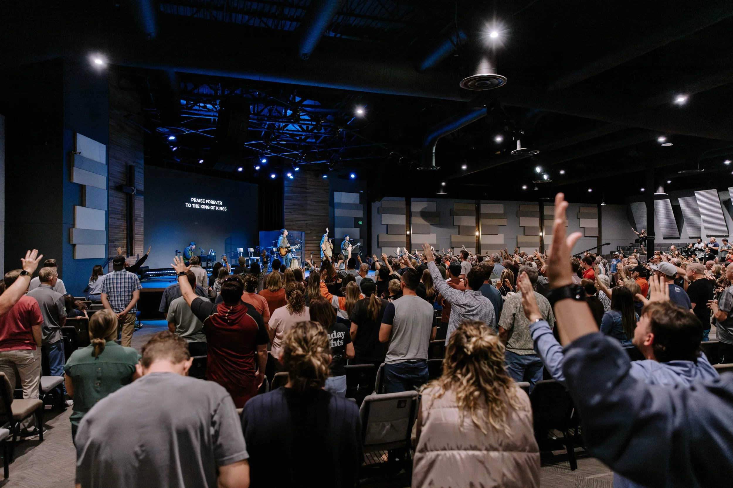 Members gathering for worship. 