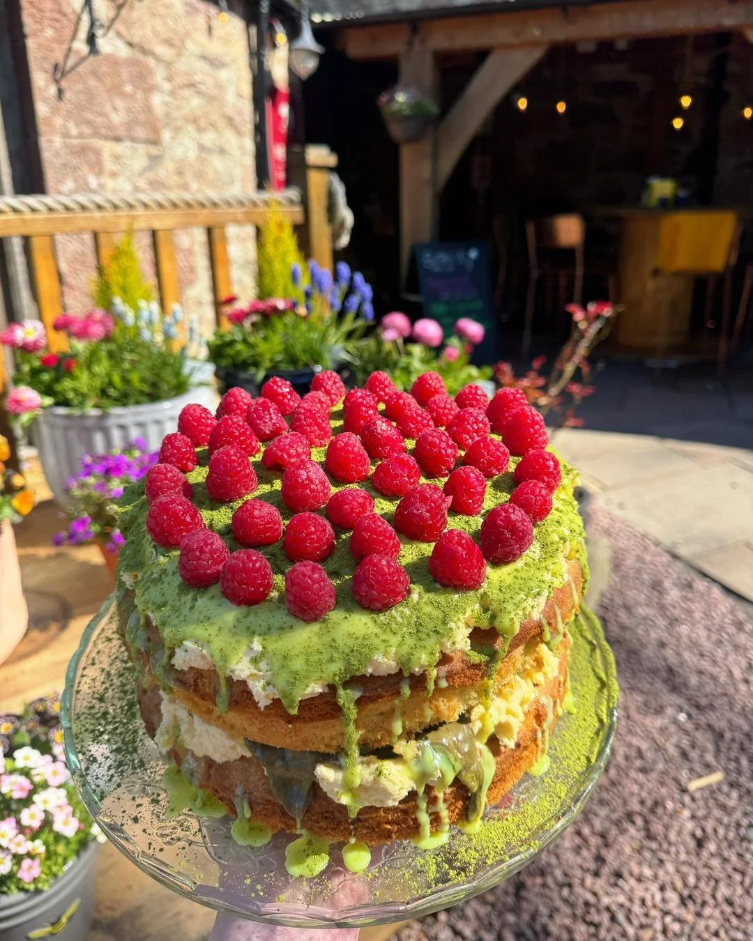 This one flew off the stand today 🍓

Matcha, pistachio &amp; white chocolate Victoria cake&hellip; and we can see why 👀🍰

With the sun making a fine appearance, our outside area has been lovely and busy ☀️🤍

If you&rsquo;re visiting us over the w