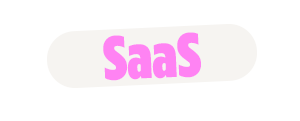 Tekst med ordet 'SaaS' i lyserød i en hvid skygge.»