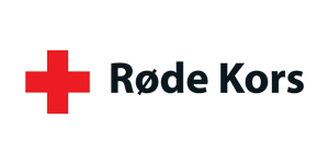 Røde Kors logo med en rød kors symbol og teksten 'Røde Kors'