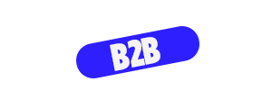 Blå cirkel med teksten B2B i hvidt