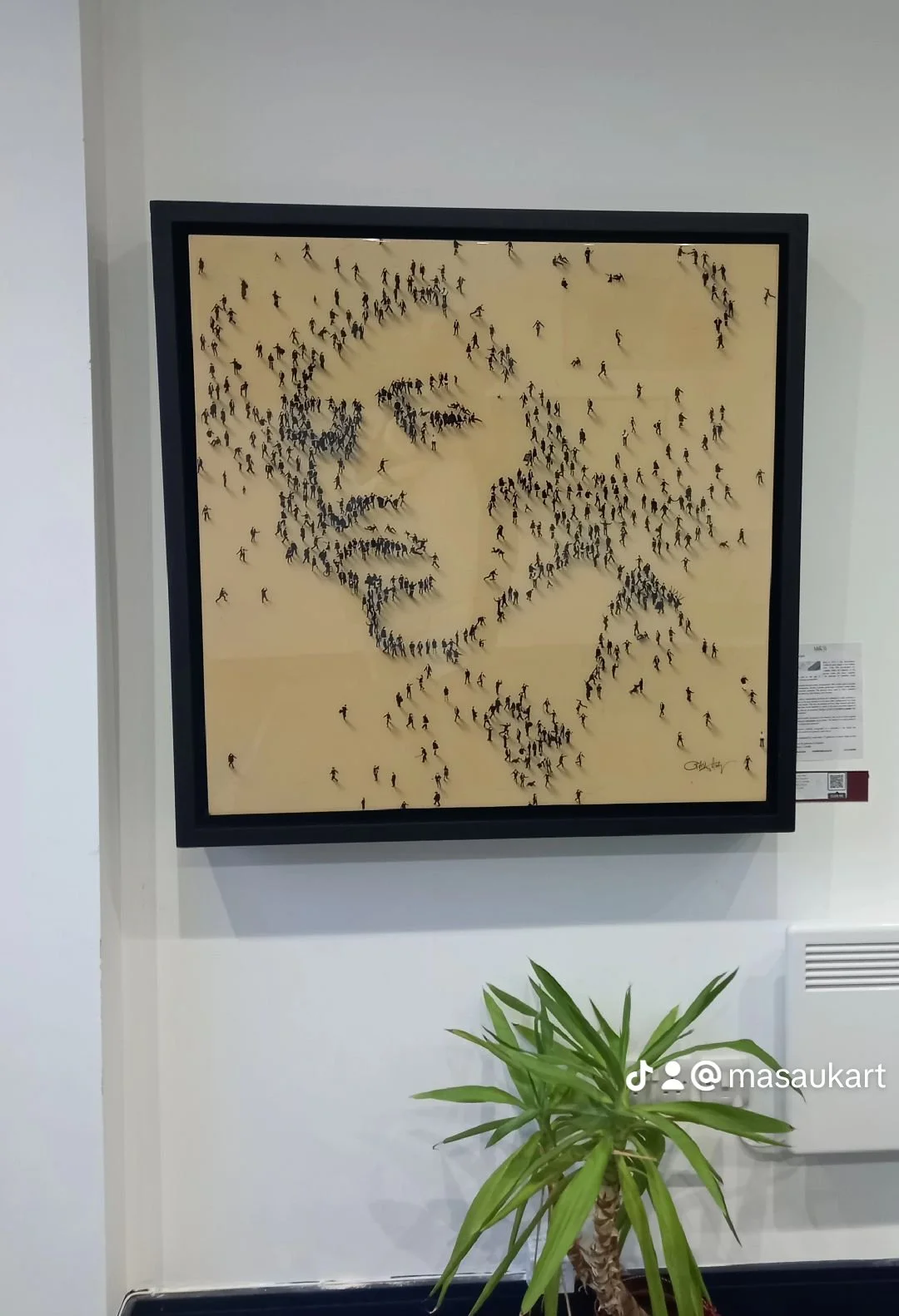 An artwork depicting a large crowd of tiny human figures arranged to form the portrait of Jimi Hendrix original art by world renowned Craig Alan
