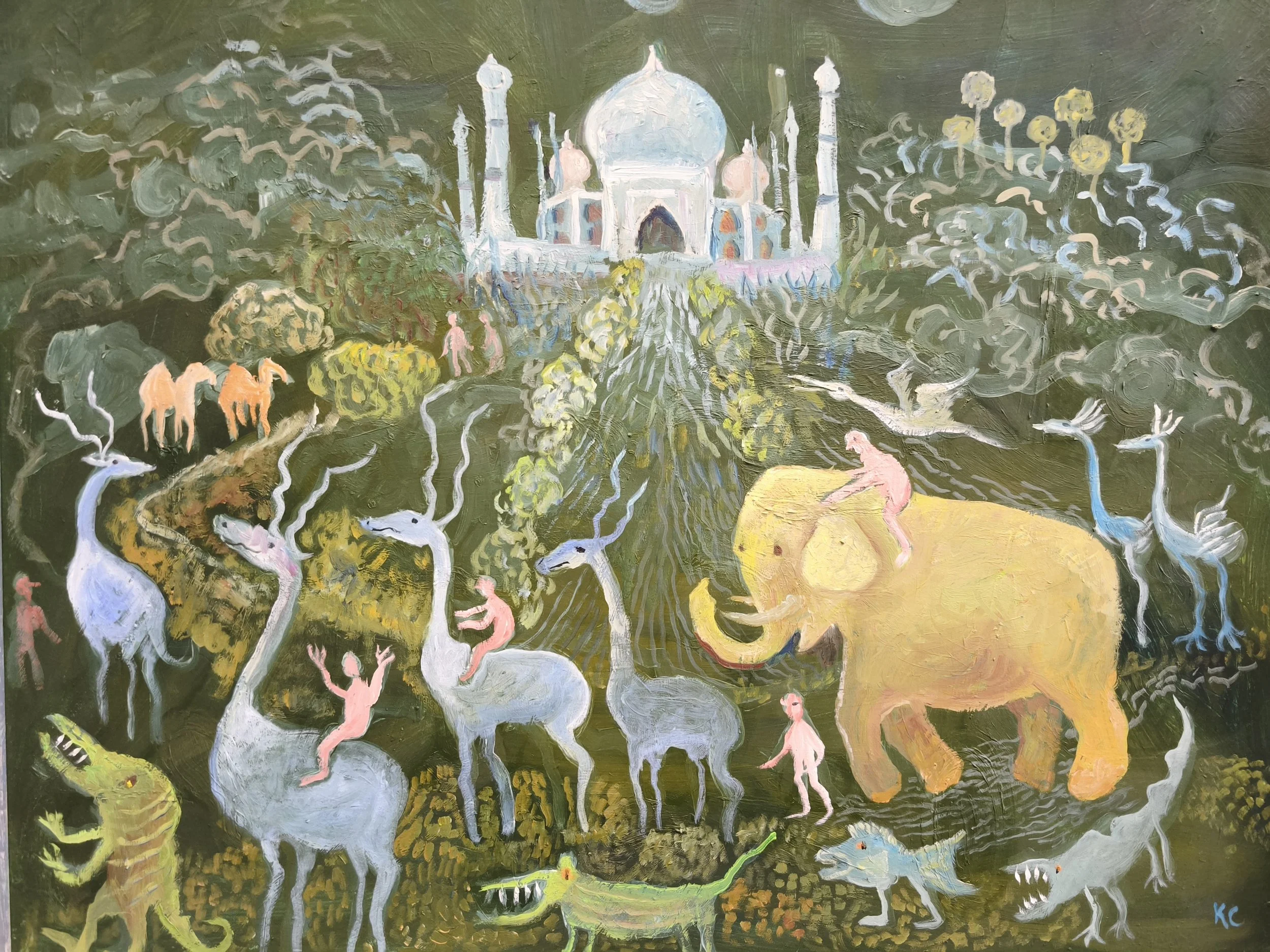 Taj Mahal in Moonlight
Oil on canvas board
