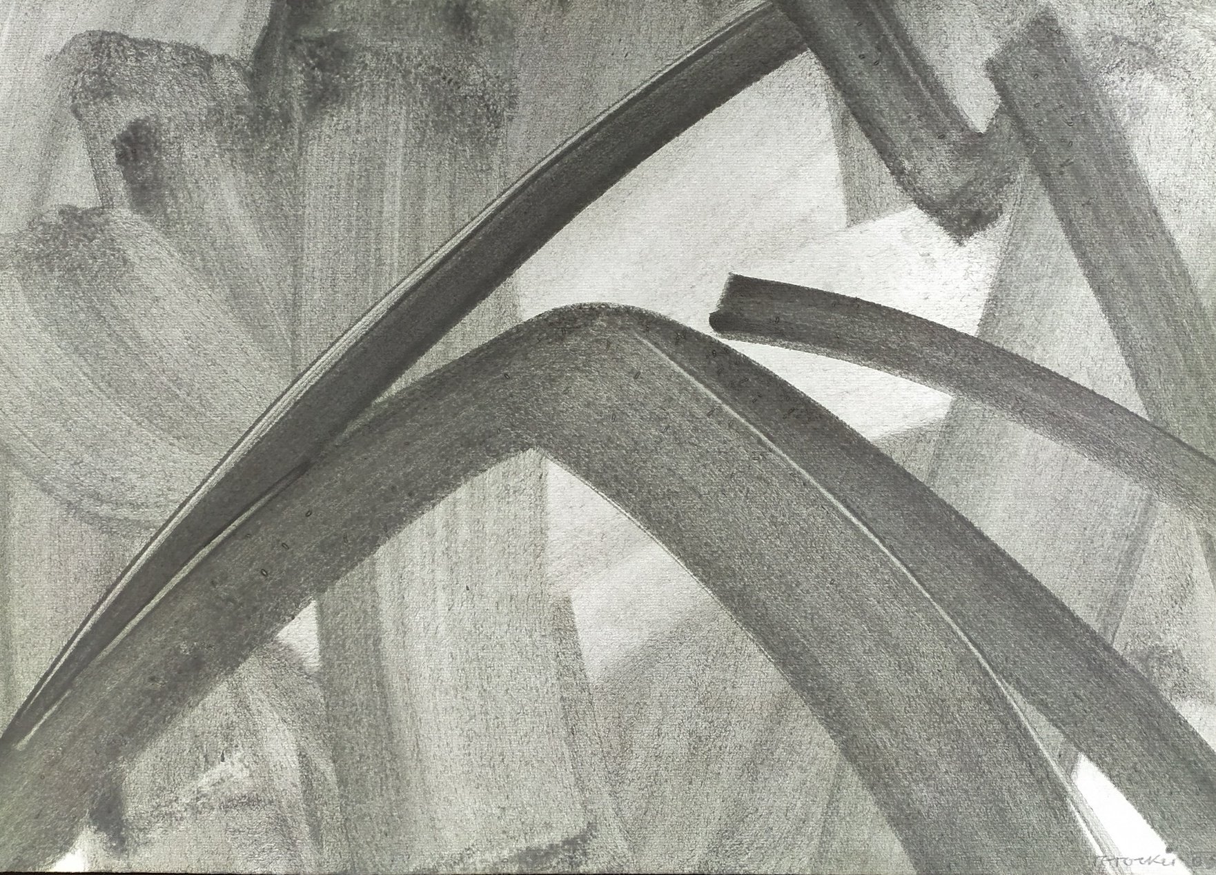 Mountain Ranges in Grey, Acrylic on paper