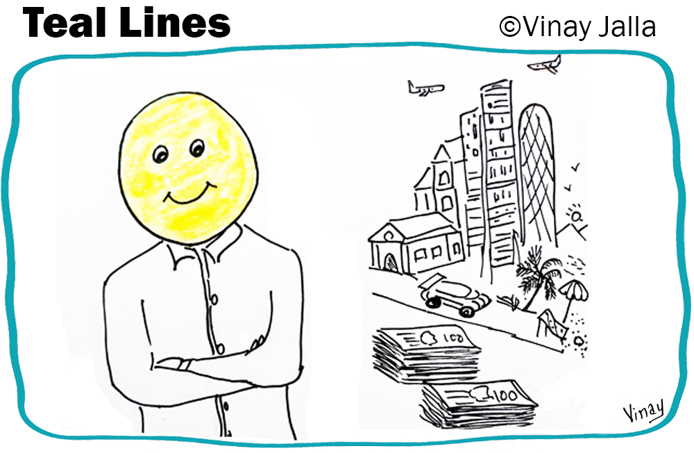 Teal Lines Happiness Within