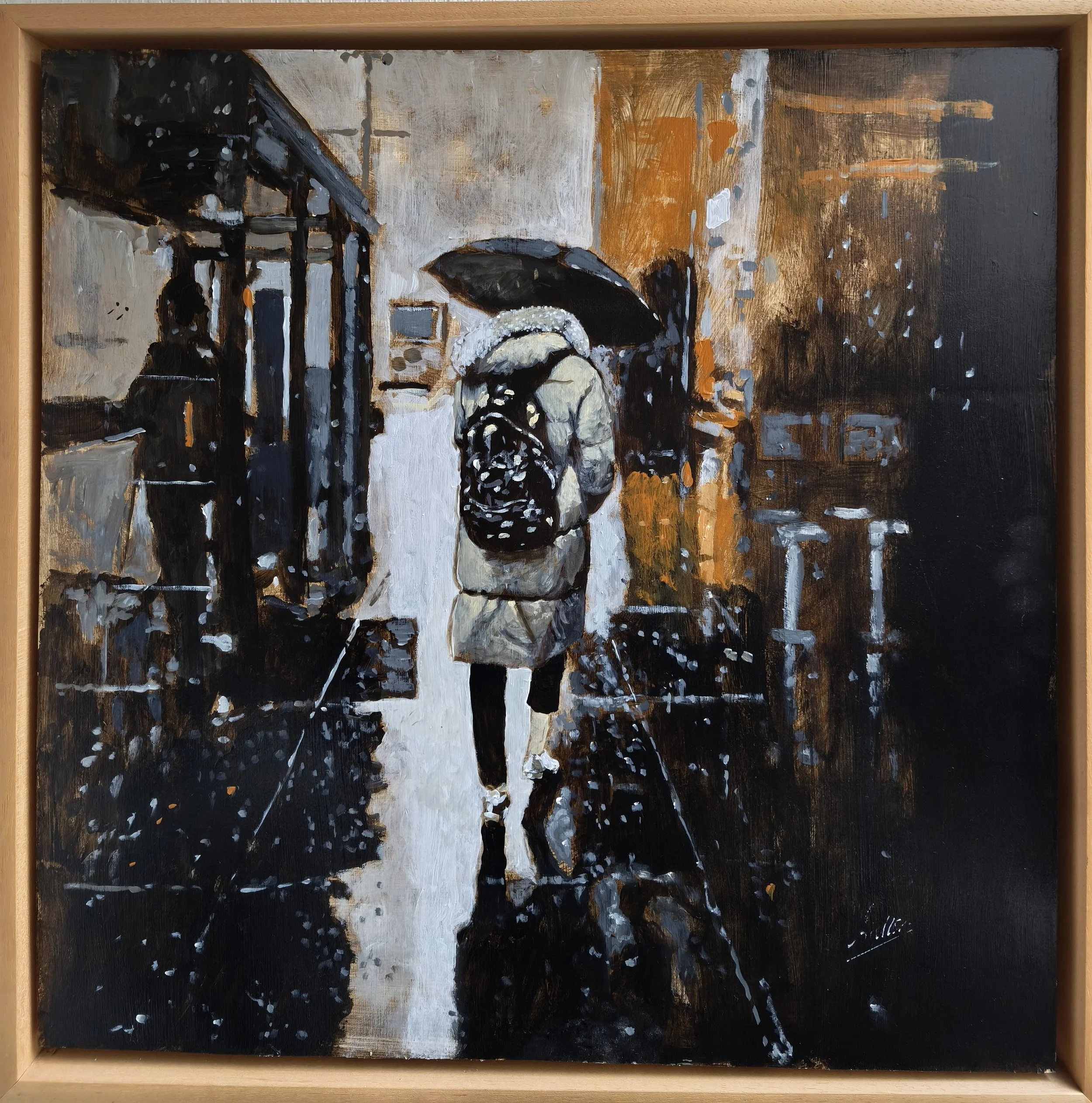 Rain scene
Oil/acrylic on canvas board