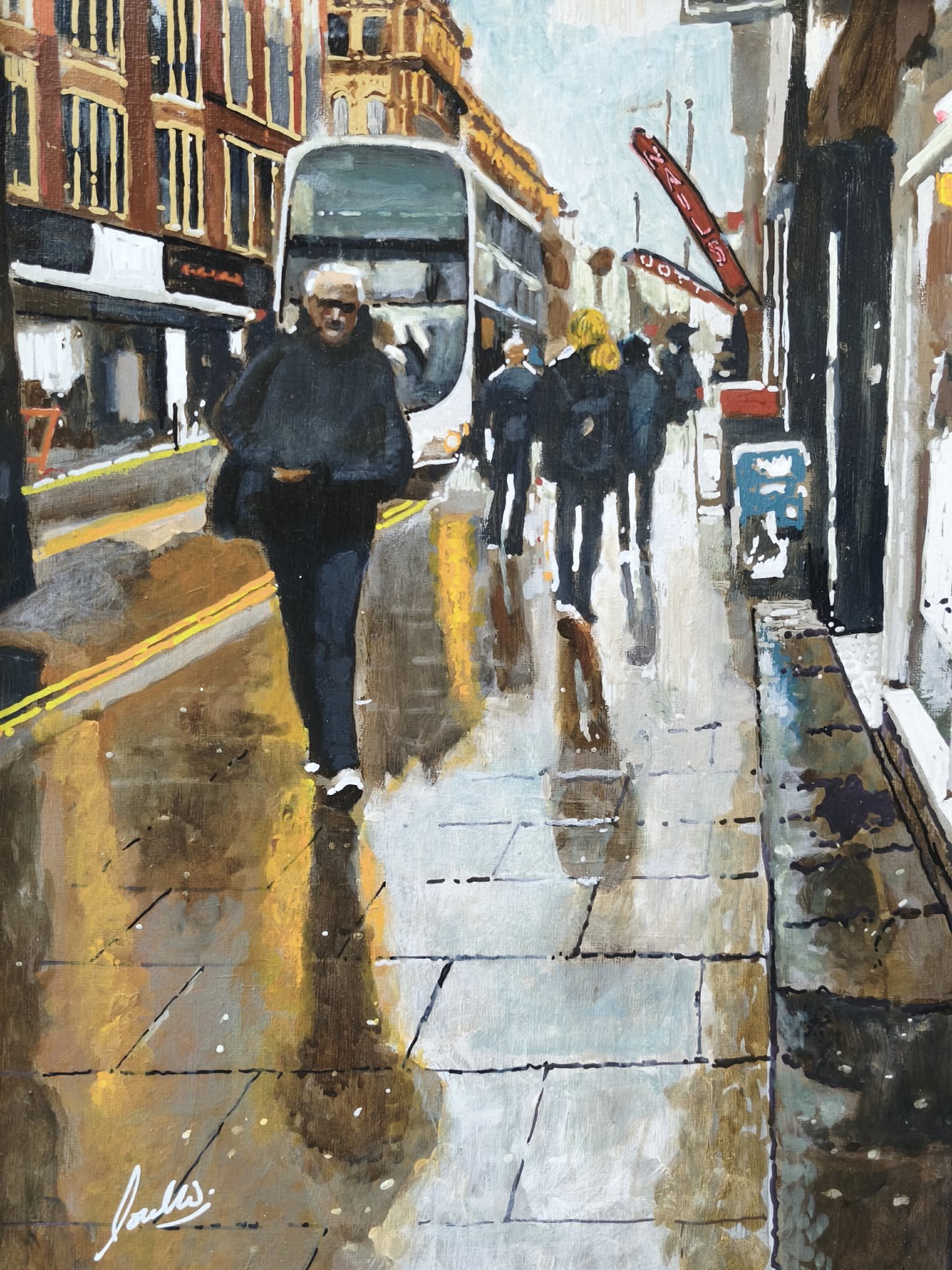 Oldham Buses in the Rain by David Coulter