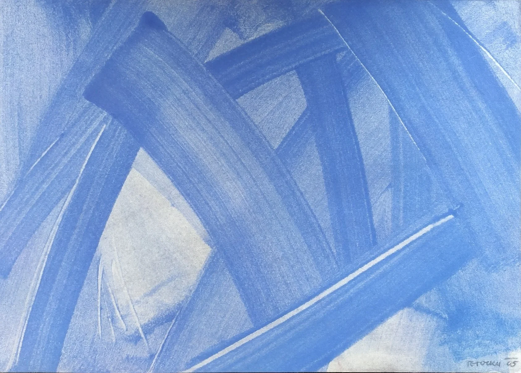 Mountain Ranges in Blue, Acrylic on paper