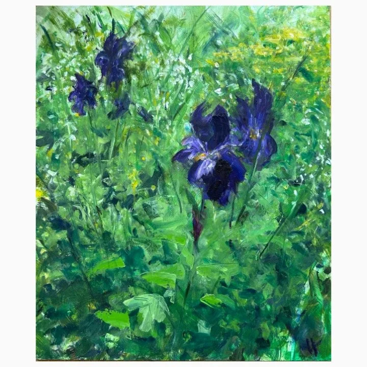 Irises, Oil on Board, 61cm x 51cm, unframed £595, framed £895​