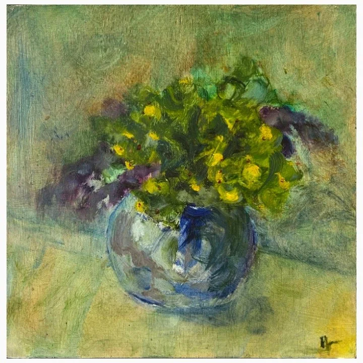 Blue Vase I​​, Oil on Board​​, 28.5cm x 28.5cm, framed £355