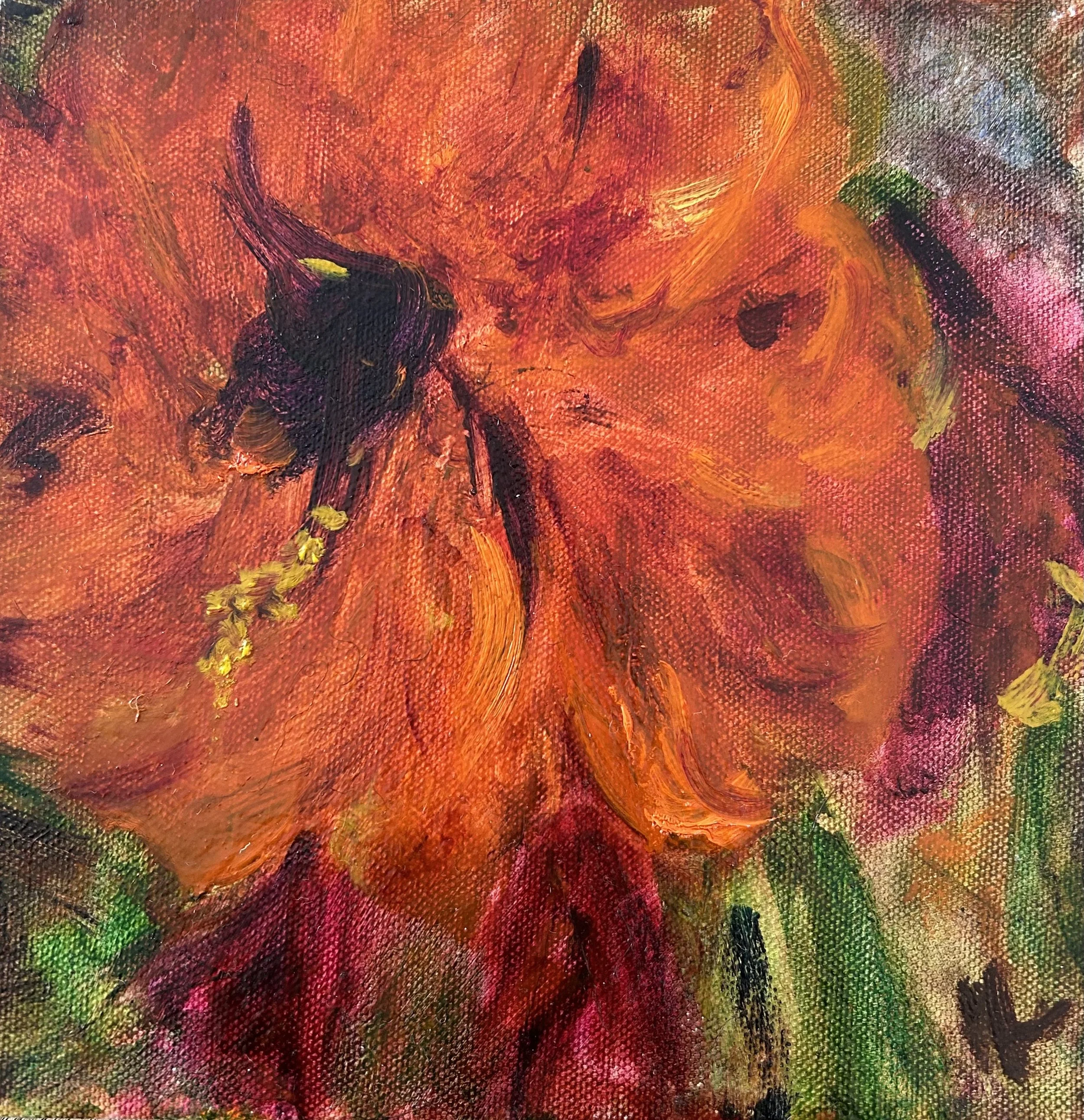 Amaryllis I, Oil on Canvas, 20cm x 20cm x 4.3 cm  unframed £295, framed £425
