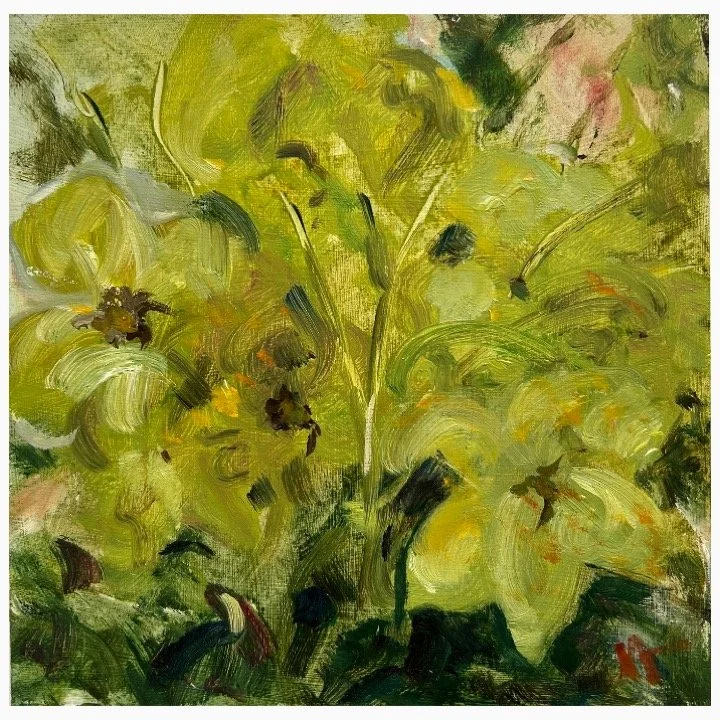 Hellebores III​​, Oil on Board​​, 20cm x 20cm, unframed £255, framed £390