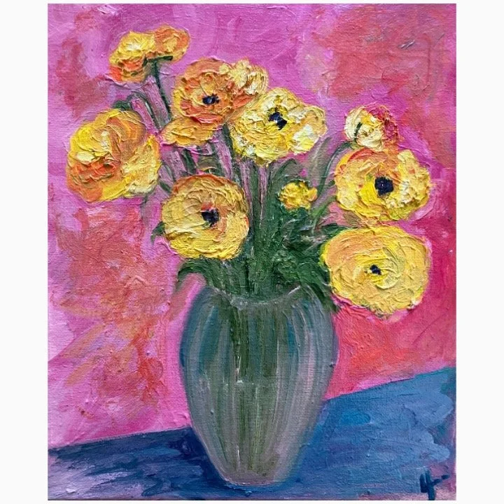 Ranunculi​​, Oil on Canvas​​, 30.5cm x 25.2cm x 2cm​, SOLD
