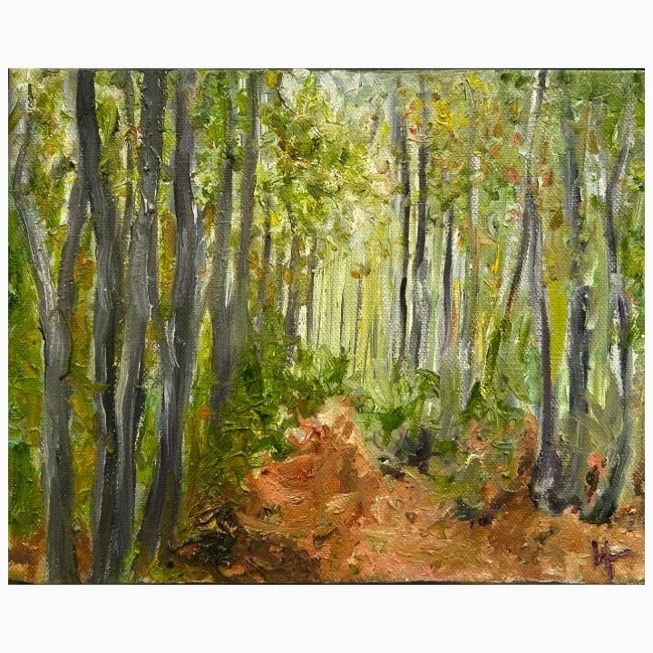 Walk in the Woods, ​Oil on Canvas​​, 23.5cm x 28.5cm, framed £355