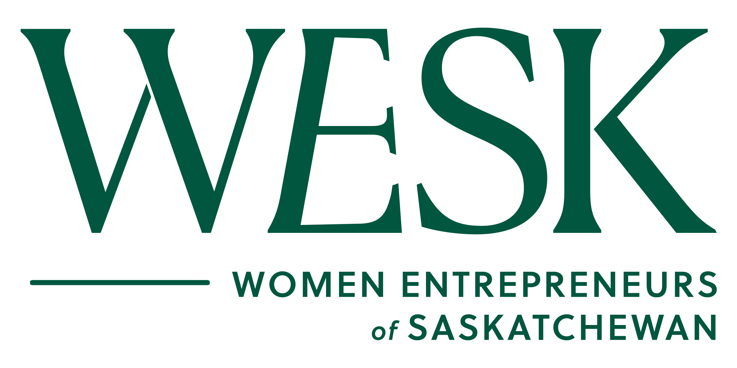 Logo of WESK, Women Entrepreneurs of Saskatchewan, featuring bold green text 'WESK' and smaller text underneath indicating the organization name.