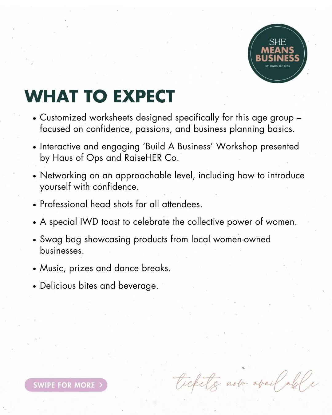 We can&rsquo;t wait for you to come join us! 💜

Here is what to expect and our event information to help you feel confident and excited about attending!&nbsp;

Grab your ticket today - link in bio.&nbsp;✨