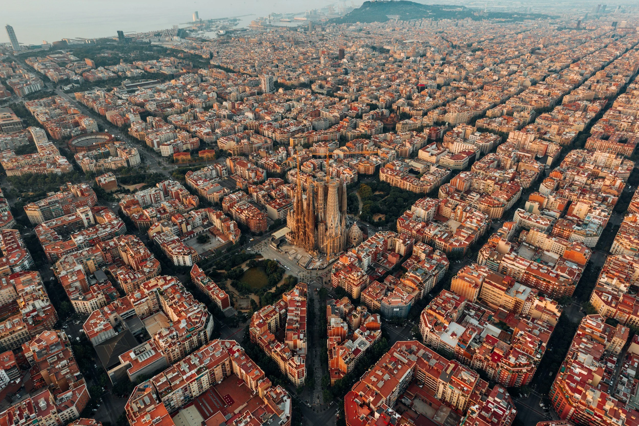 Sagrada Familia skyline at sunset Barcelona Spain