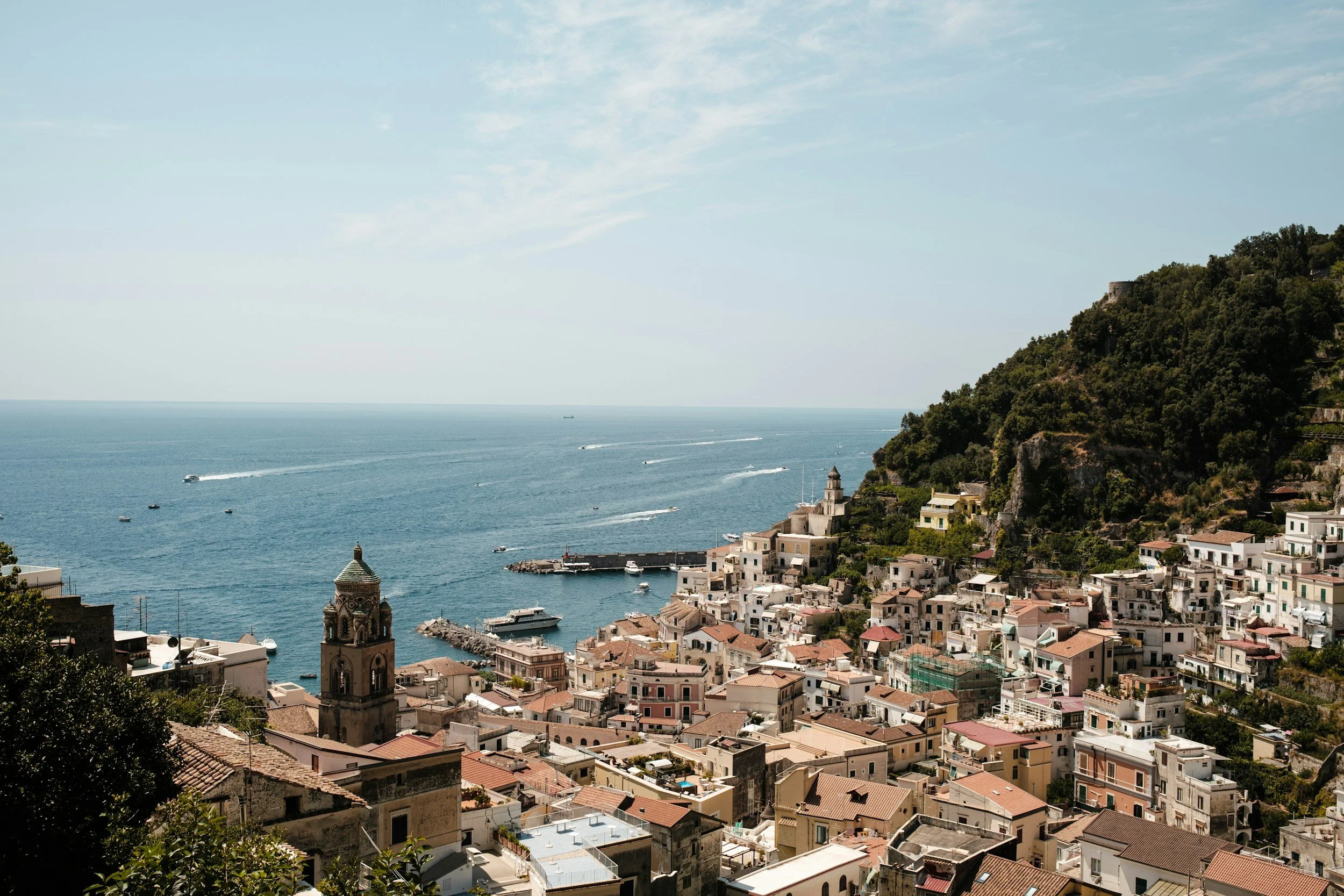 Amalfi town coastline cathedral Mediterranean view