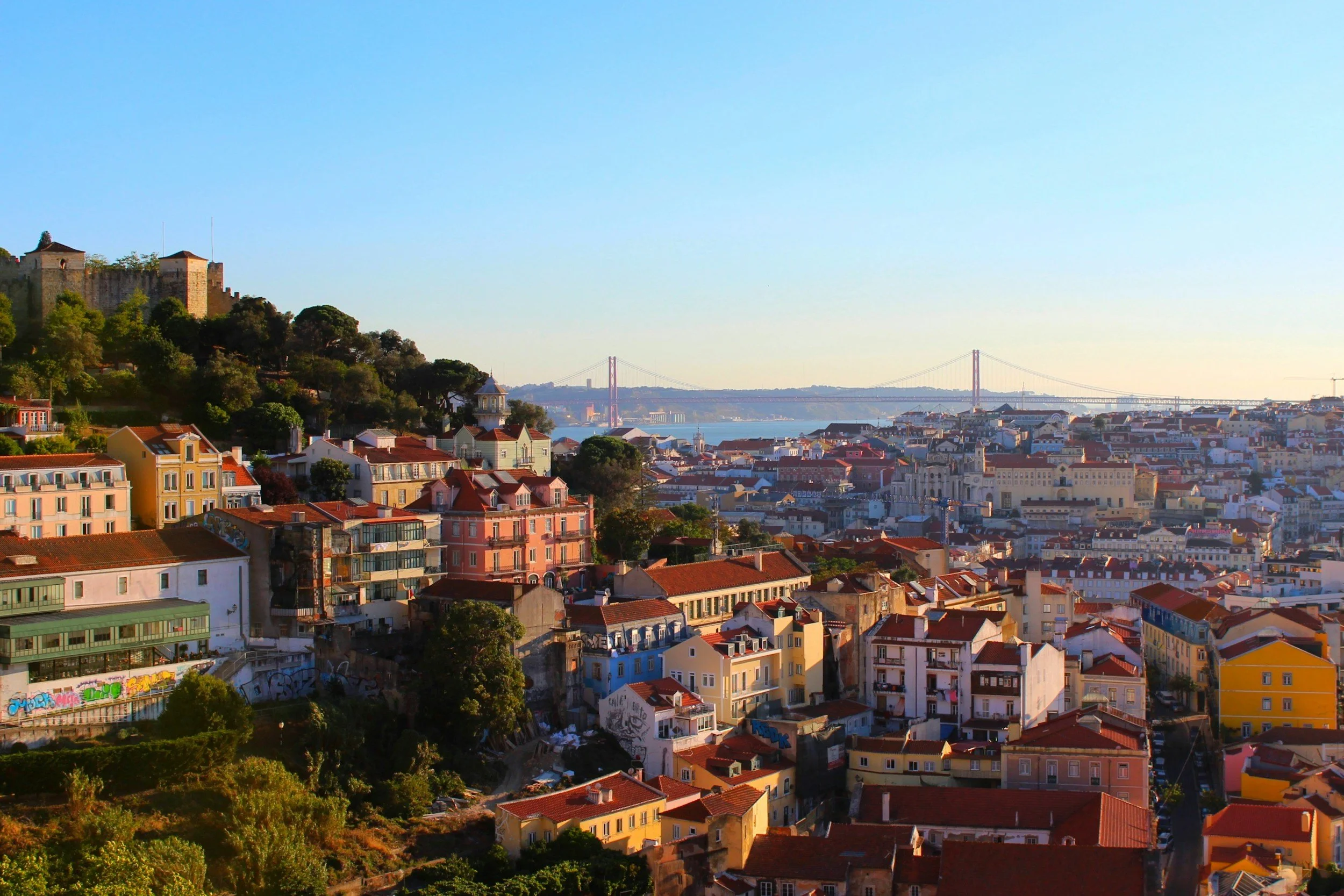 Lisbon miradouro sunset city view