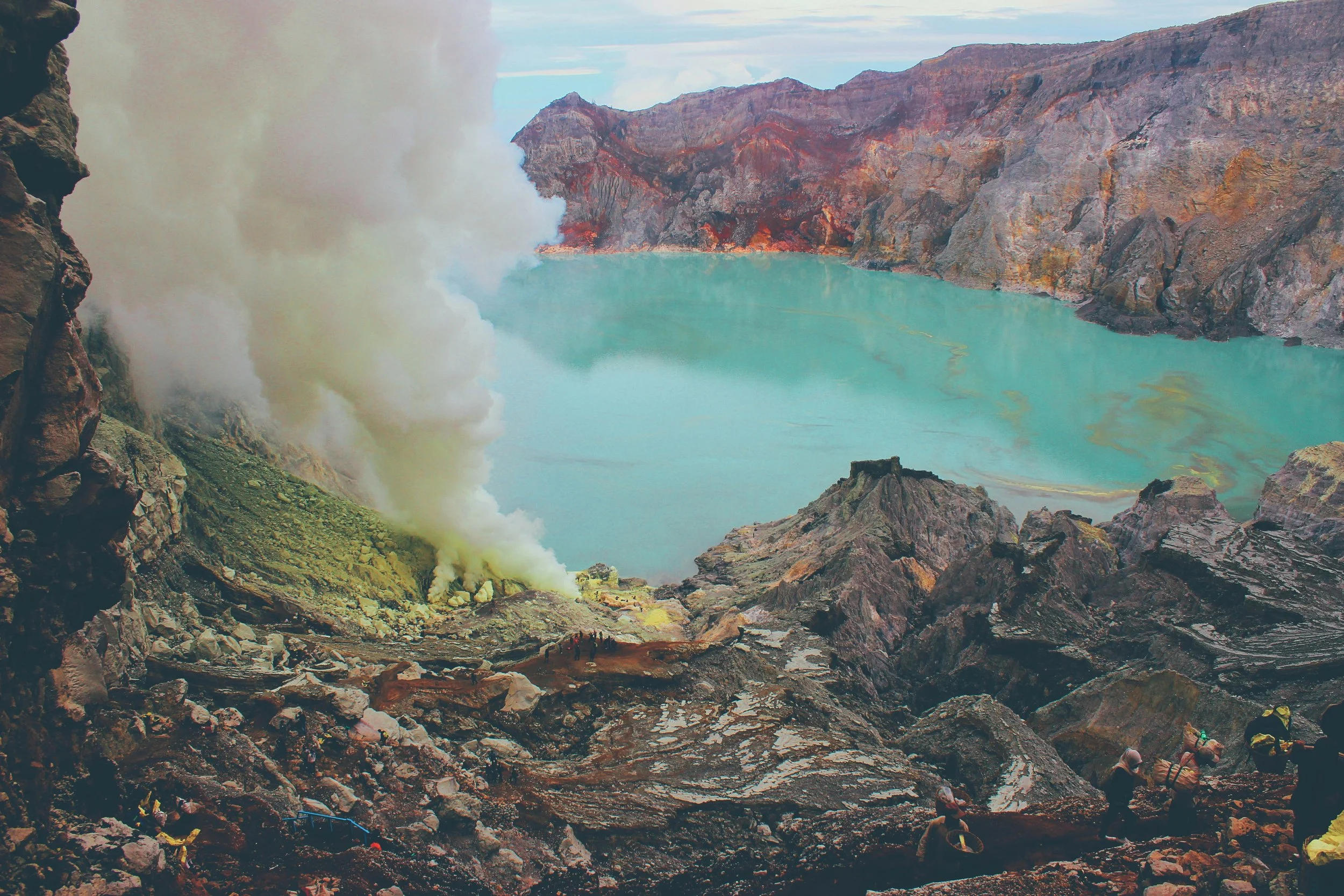Kawah Putih volcanic crater lake near Bandung Indonesia