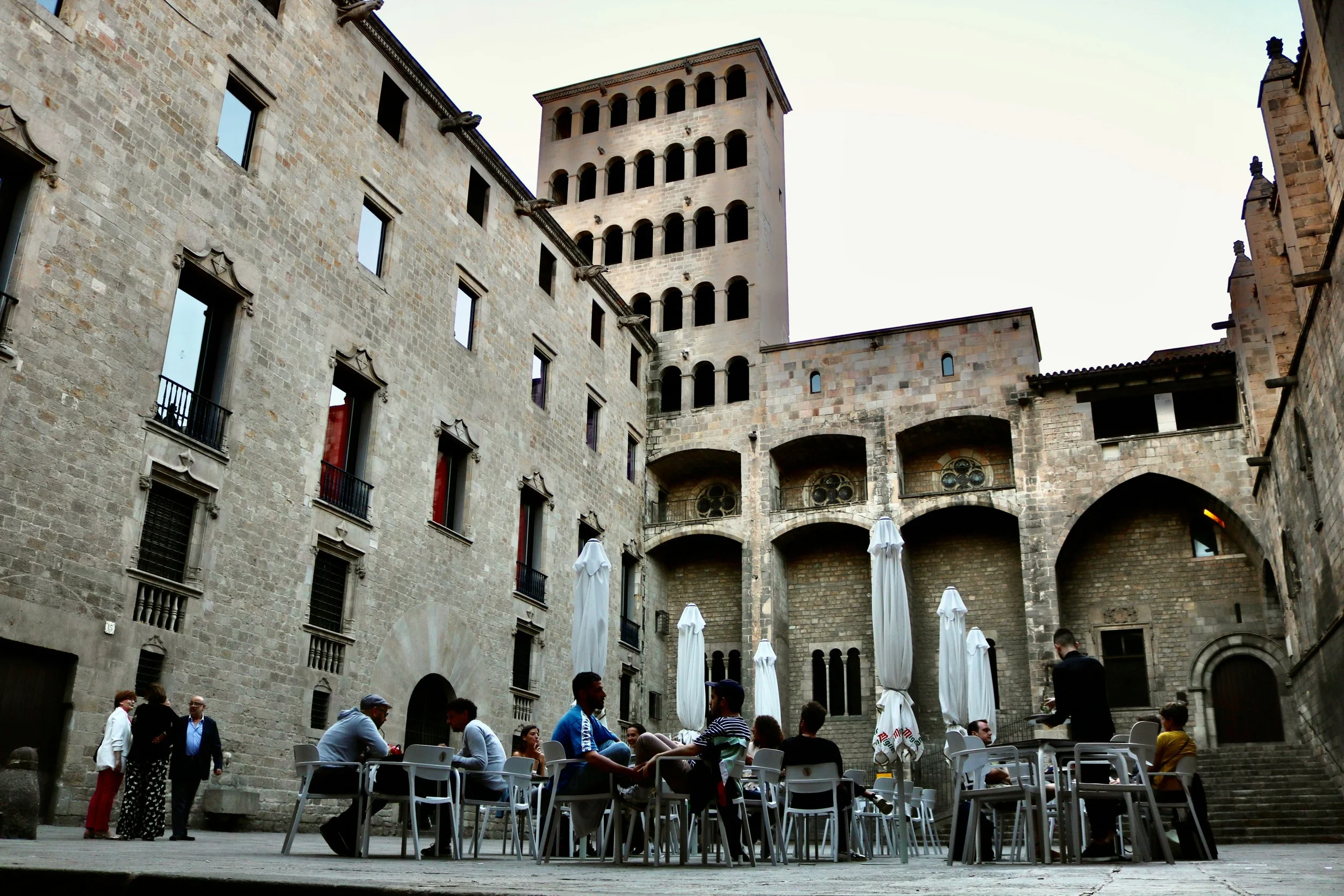 Historic buildings in Barcelona Gothic Quarter streets