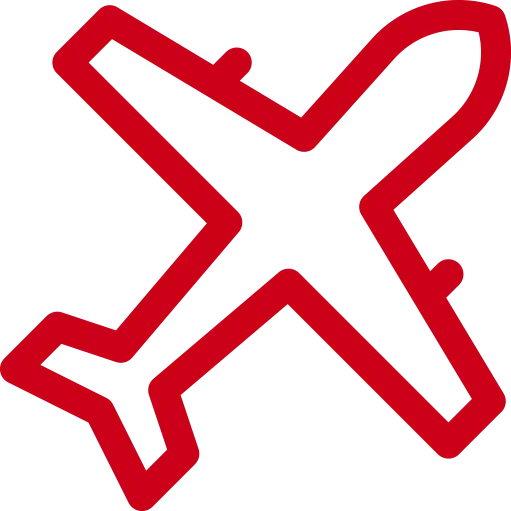a red icon of an airplane