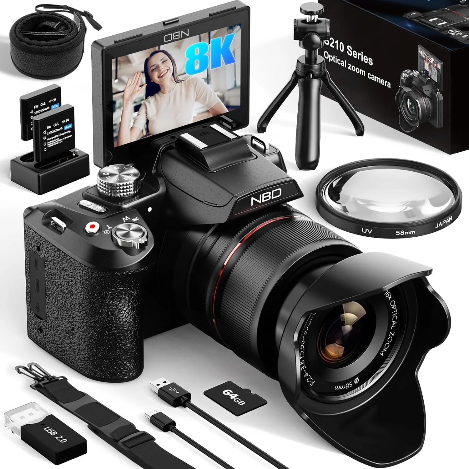 NBD 64MP Digital Cameras for Photography,8K Vlogging Cameras for YouTube