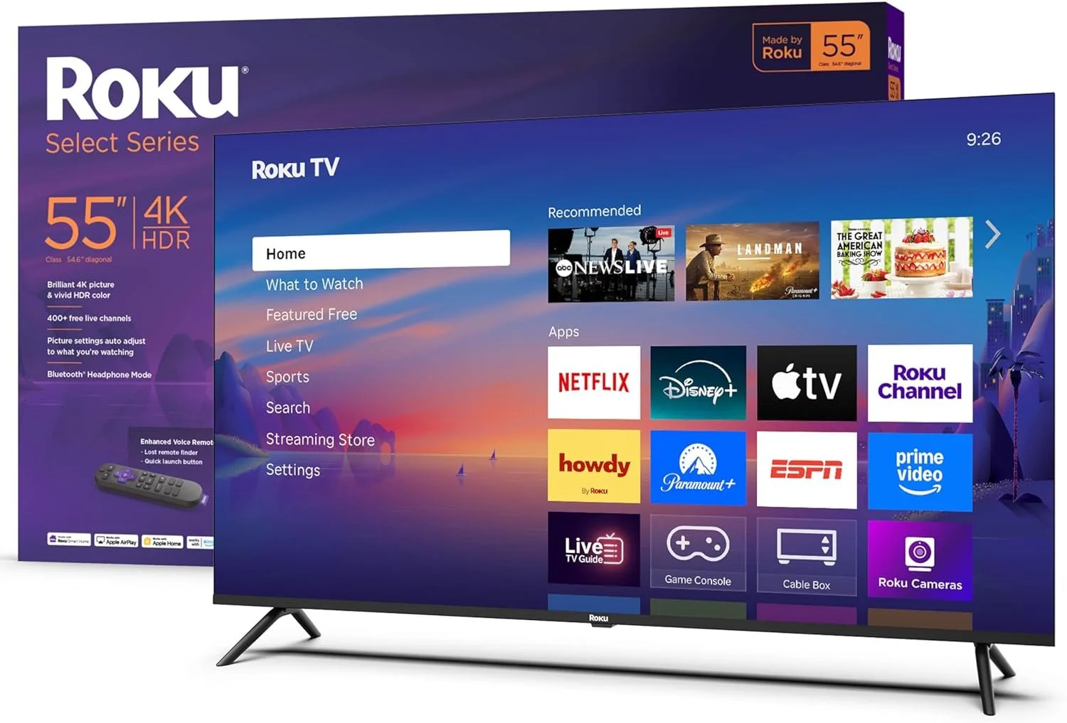 Roku Smart TV 2025 – 55-Inch Select Series, 4K HDR TV