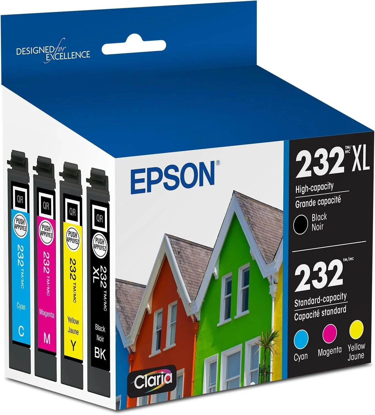 EPSON 232 Claria Ink High Capacity Black & Standard Color Cartridge Combo Pack
