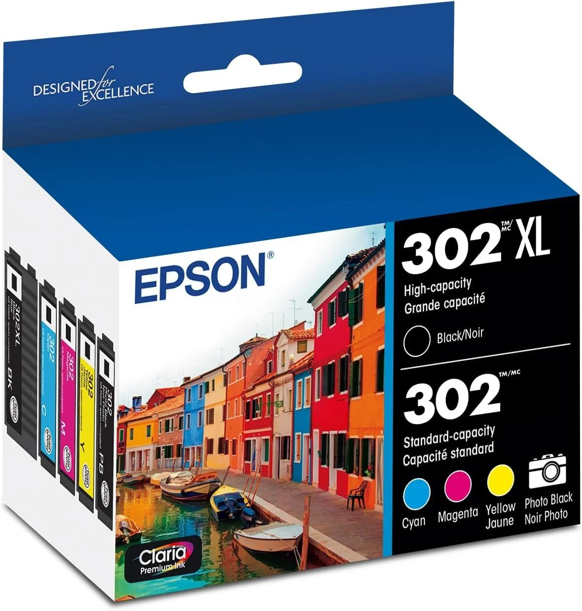 EPSON 302 Claria Premium Ink High Capacity Black & Standard Color Cartridge Combo Pack