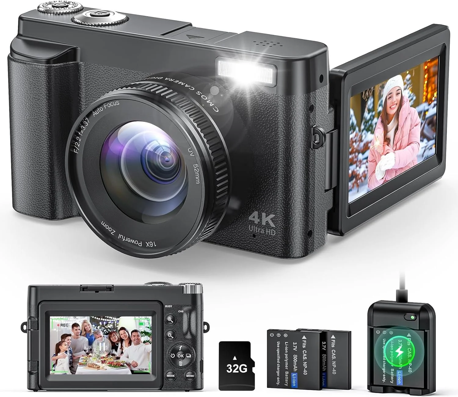 4K Digital Camera for Beginners & Teens,